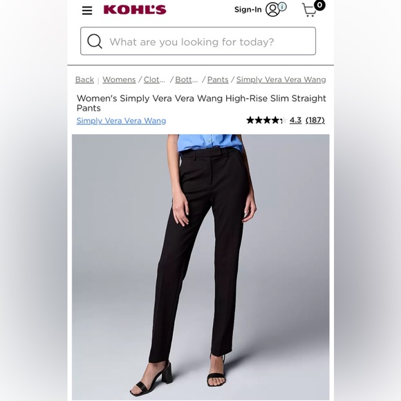 6/$20 VERA Vera Wang Black High-Rise Slim Straight Pants EUC 12P - Picture 3 of 13